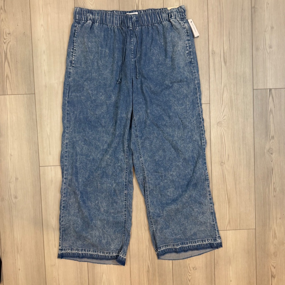 Lane Bryant Womens 16S High Rise Pull On Straight Acid Wash Blue Denim Jeans NWT